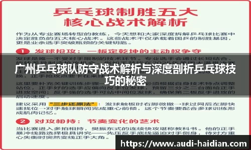广州乒乓球队防守战术解析与深度剖析乒乓球技巧的秘密